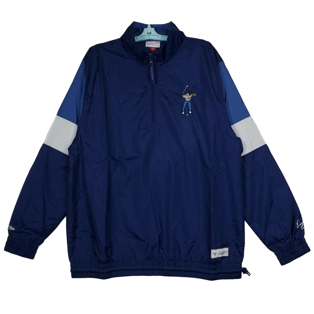 Eastside Golf Mitchell‎ & Ness Large Windbreaker Jacket Embroidery Logo Navy NWT